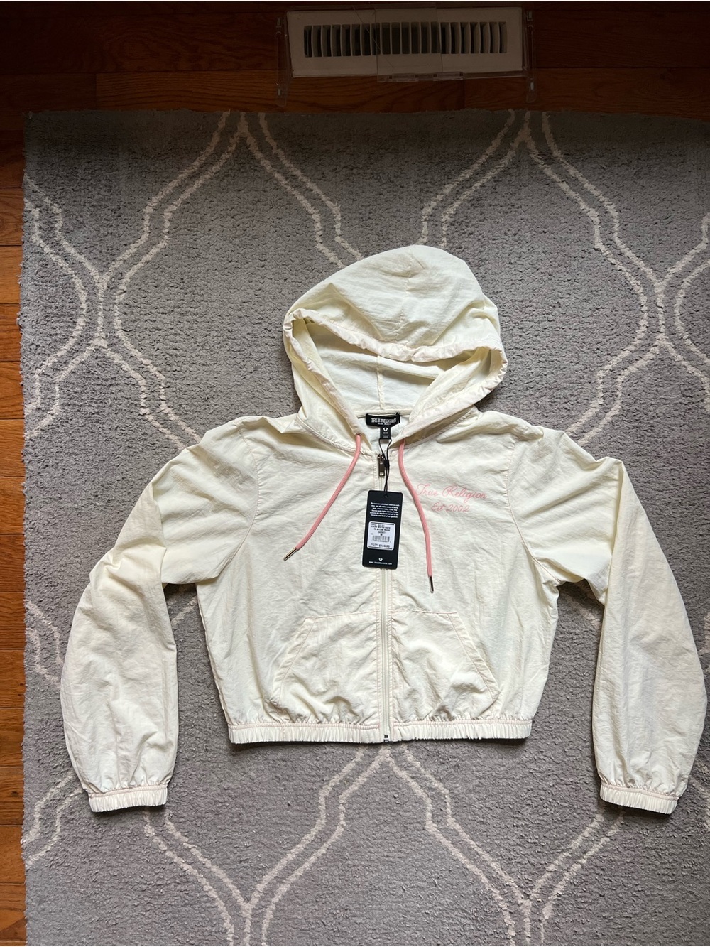 NWT True Religion Windbreaker Lightweight Hooded Jacket, Medium